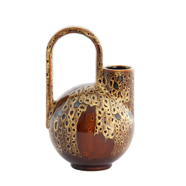 Light en Living Vaas deco 16x15,5x26 cm SERRES keramiek donkerbruin + creme + oranje