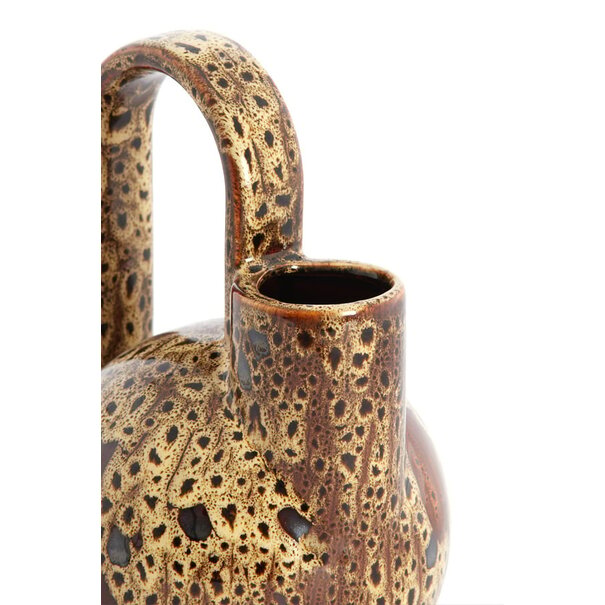 Light en Living Vaas deco 16x15,5x26 cm SERRES keramiek donkerbruin + creme + oranje