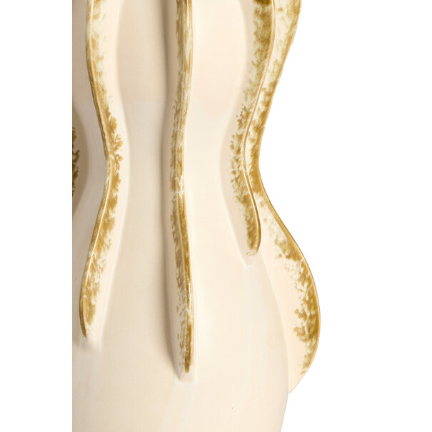 Light en Living Vaas deco Ø18,5x34 cm MAGOME keramiek creme + olijfgroen