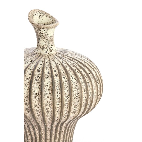 Light en Living Vaas deco 23x22x32,5 cm NEVANO mat donkerbruin + creme