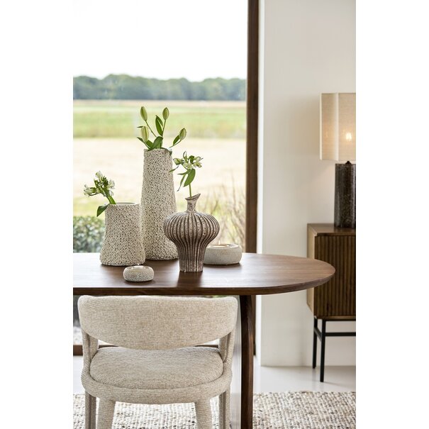 Light en Living Vaas deco 23x22x32,5 cm NEVANO mat donkerbruin + creme