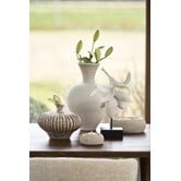 Vaas deco 31x29,5x25,5 cm NEVANO mat donkerbruin + creme