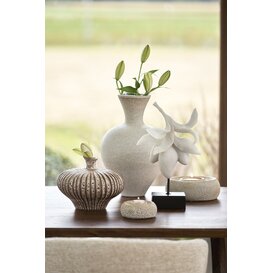 Vaas deco 31x29,5x25,5 cm NEVANO mat donkerbruin + creme