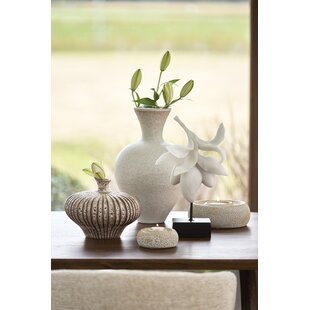 Vaas deco 31x29,5x25,5 cm NEVANO mat donkerbruin + creme