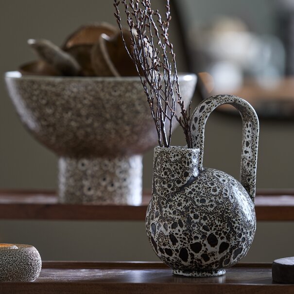 Light en Living Vaas deco 16x15,5x26 cm SERRES keramiek creme +  zwart