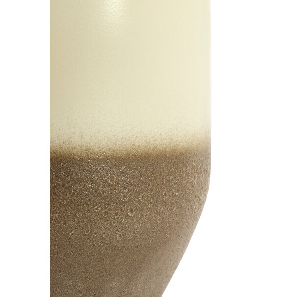 Light en Living Vaas / Pot deco Ø48,5x47,5 cm ISAURA keramiek crème + bruin