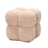 Poef teddy vierkant beige