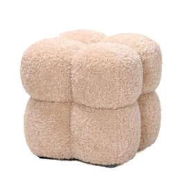 Poef teddy vierkant beige