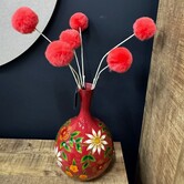 Kunstdeco Pom Pom Set van 3 takken roze - 16 x 16 x 75 cm