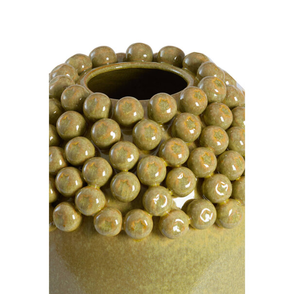 Light en Living Vaas deco Ø32x43,5 cm LOVRO keramiek olijfgroen-bruin