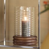 Windlicht Ø23x34,5 cm MALDA mango hout bruin + glas