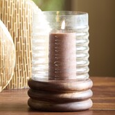 Windlicht Ø18x36 cm MALDA mango hout bruin + glas