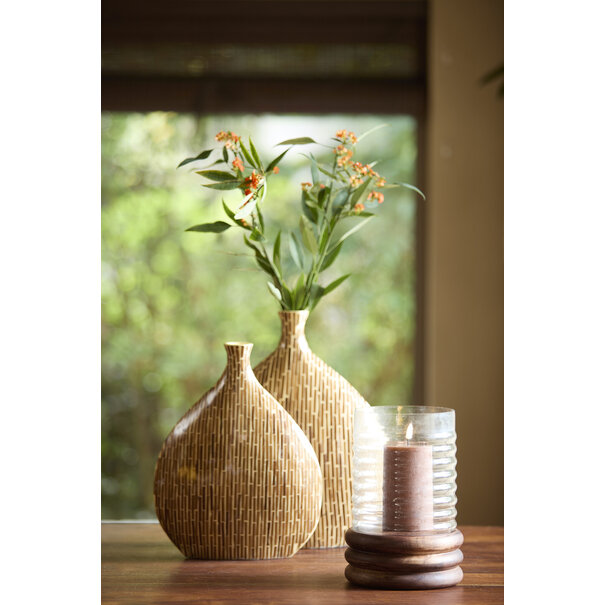 Light en Living Windlicht Ø18x36 cm MALDA mango hout bruin + glas