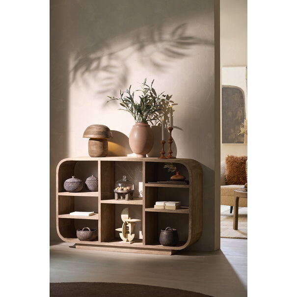 Light en Living Plateau met stolp Ø20,5x24 cm BIA mangohout bruin + glas