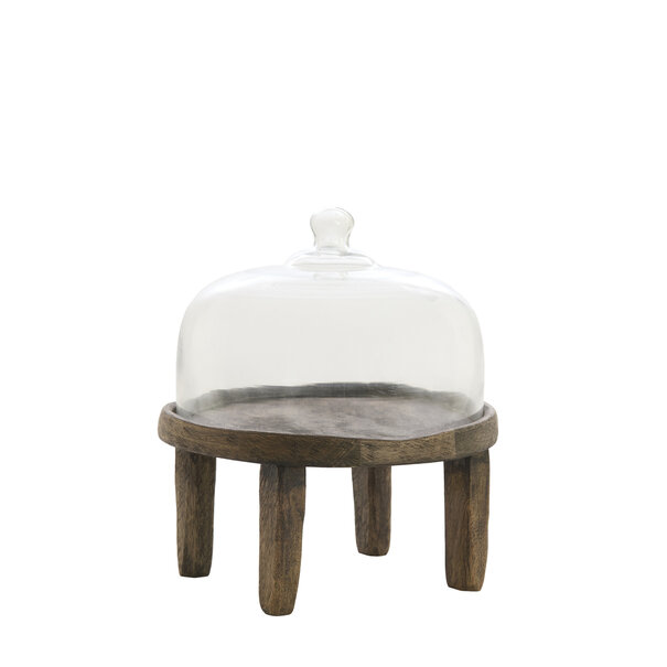 Light en Living Plateau met stolp Ø27x30 cm BIA mangohout bruin + glas