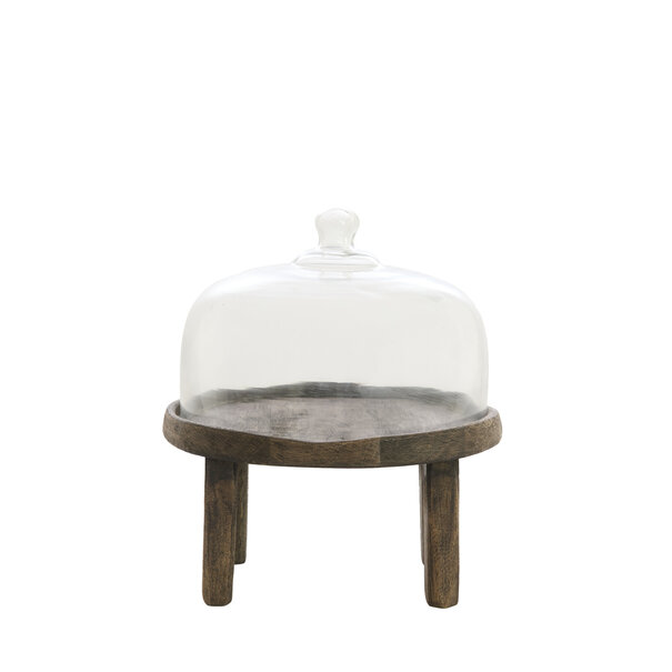 Light en Living Plateau met stolp Ø27x30 cm BIA mangohout bruin + glas