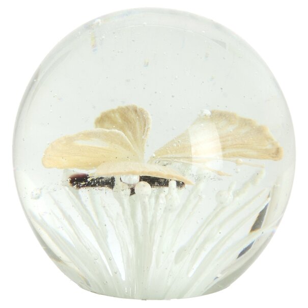 Light en Living Ornament Ø8x8 cm BUTTERFLY glas creme