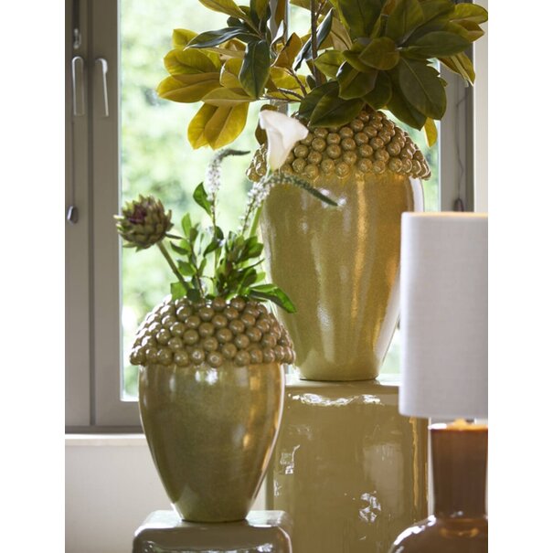 Light en Living Vaas deco Ø32x43,5 cm LOVRO keramiek olijfgroen-bruin