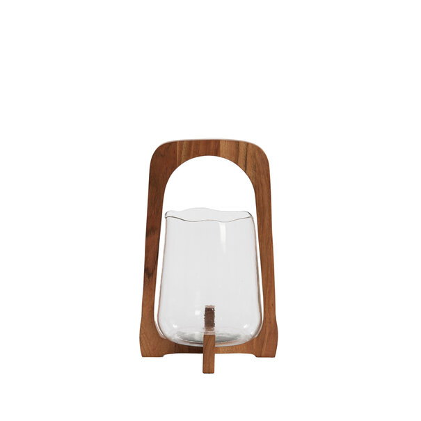 Light en Living Windlicht Ø21,5x35 cm ANOSY glas  helder+hout naturel