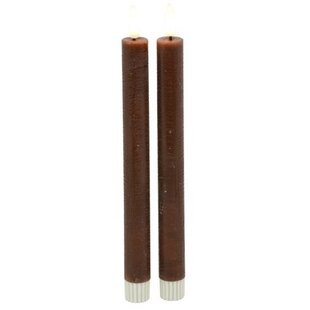 Dinerkaars Rustiek Led Lyon set van 2 bruin 12.5 cm