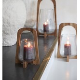 Windlicht Ø18x26,5 cm ANOSY glas helder+hout naturel