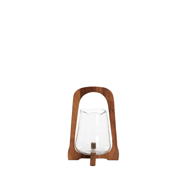 Light en Living Windlicht Ø18x26,5 cm ANOSY glas helder+hout naturel