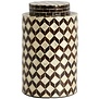 Vaas deco / Pot Ø16x26,5 cm OLITE bamboo creme + Donkerbruin
