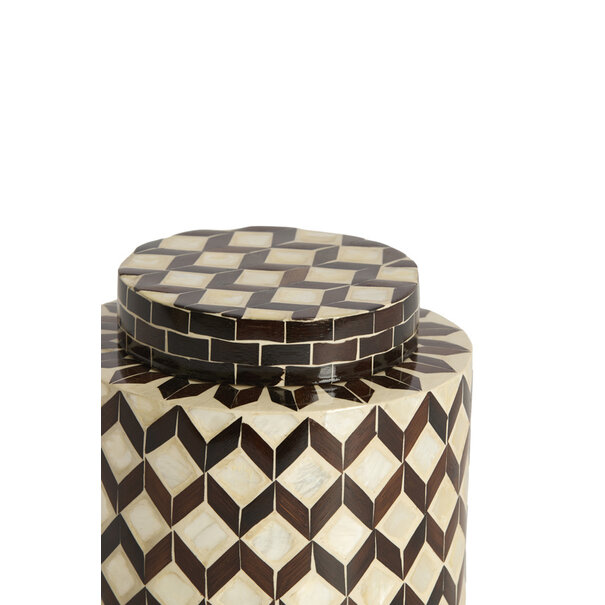 Light en Living Vaas deco / Pot Ø16x26,5 cm OLITE bamboo creme + Donkerbruin