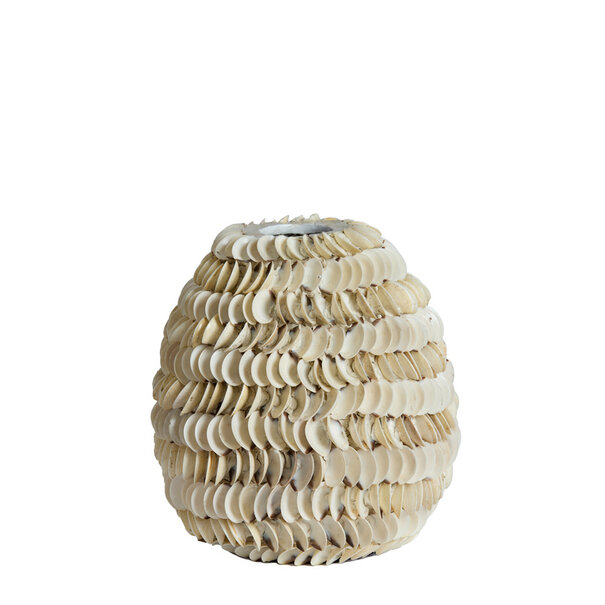 Light en Living Vaas deco  SARRIA Ø26 x 27 bamboo + schelp creme