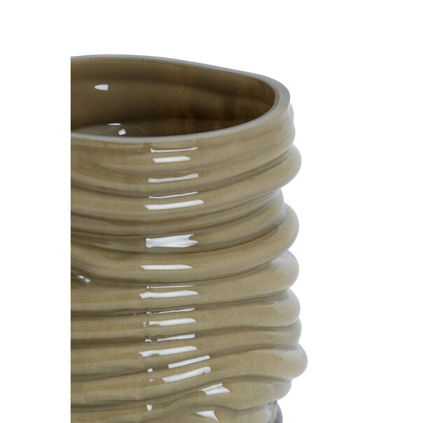 Light en Living Windlicht Ø10x9 cm MILYAN glas melk olijfgroen