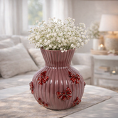 Vaas met strik Noé L paars rood 24 x 24 x 27,5 cm - Copy