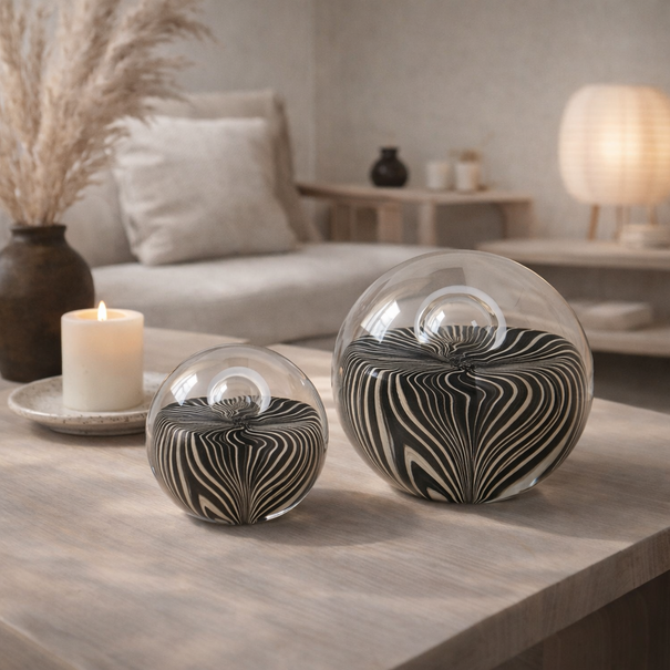 Light en Living Ornament Ø8x8 cm MATHYAS glas zwart + wit