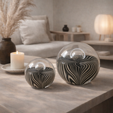 Ornament Ø10x10 cm MATHYAS glas zwart + wit