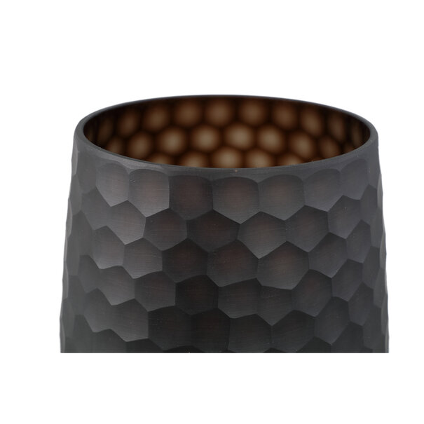 PTMD Vaas Eboney Bruin rond glas cirkel patroon laag