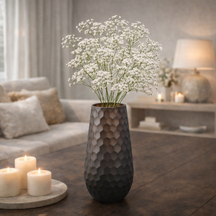 Vaas Eboney Bruin rond glas cirkel patroon hoog S