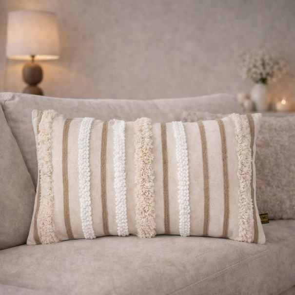 PTMD Kussen Rashel Creme rechthoekig katoen