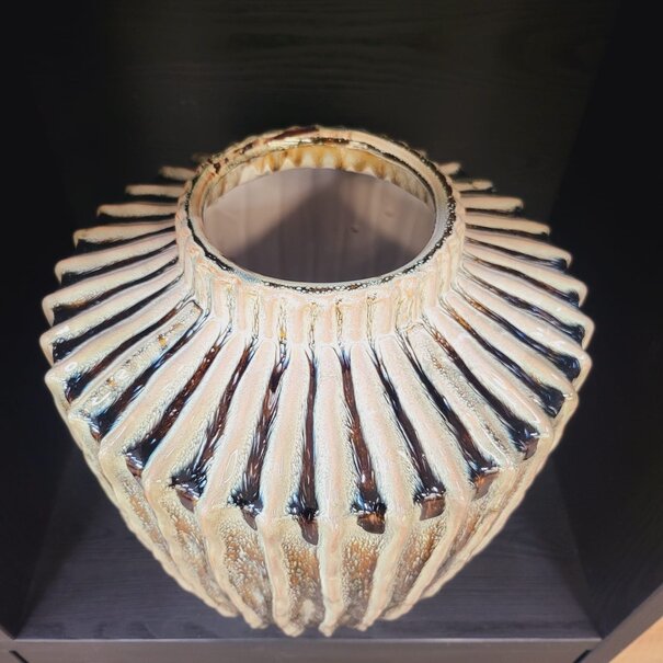 Light en Living Vaas deco Ø32X40 cm TALEA keramiek olijfgroen-creme