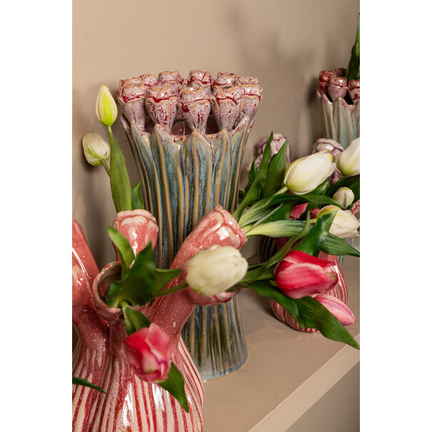 PTMD Vaas Tulips Mint Green ceramic tulip shaped L