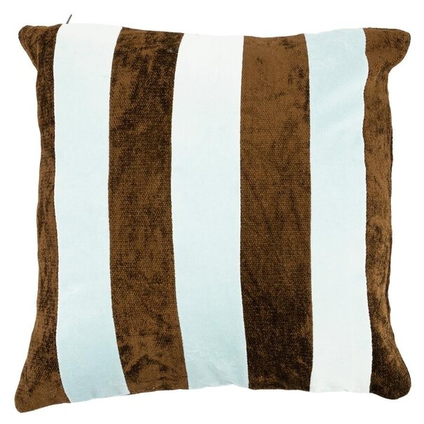 By Boo Kussen Stripey 45x45 cm - Lichtblauw / bruin