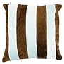 Kussen Stripey 45x45 cm - Lichtblauw / bruin