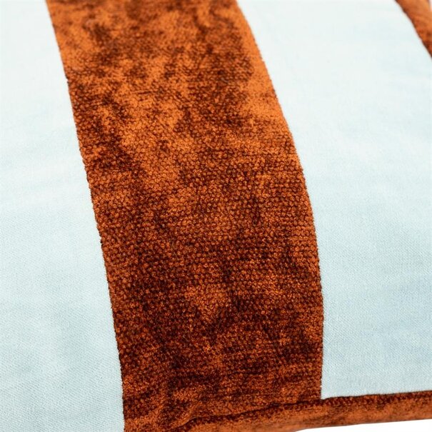 By Boo Kussen Stripey 45x45 cm - Lichtblauw / caramel