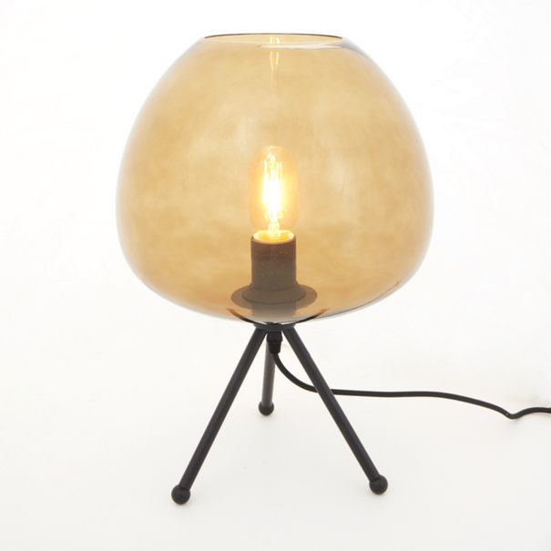 Light en Living Tafellamp Ø30x43 cm MAYSON mat  zwart+glas bruin