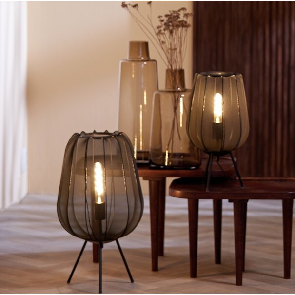 Light en Living Tafellamp Plumeria Zwart - Ø34x60 cm - Light & Living