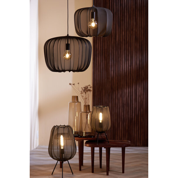 Light en Living Tafellamp Plumeria Zwart - Ø34x60 cm - Light & Living