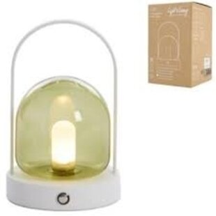 Yeremi Tafellamp LED Ø12×19 cm glas groen+crème