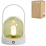 Yeremi Tafellamp LED Ø12×19 cm glas groen+crème