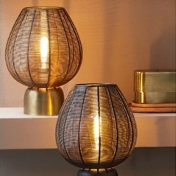 Light en Living Tafellamp Suneko antiek brons - Ø 25 x 34 cm