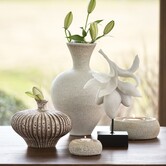 Vaas deco 31x29,5x25,5 cm NEVANO mat donkerbruin + creme