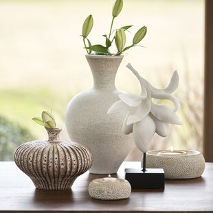 Vaas deco 31x29,5x25,5 cm NEVANO mat donkerbruin + creme