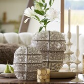 Vaas deco 25x12,5x28 cm MANTU keramiek mat donkerbruin+creme